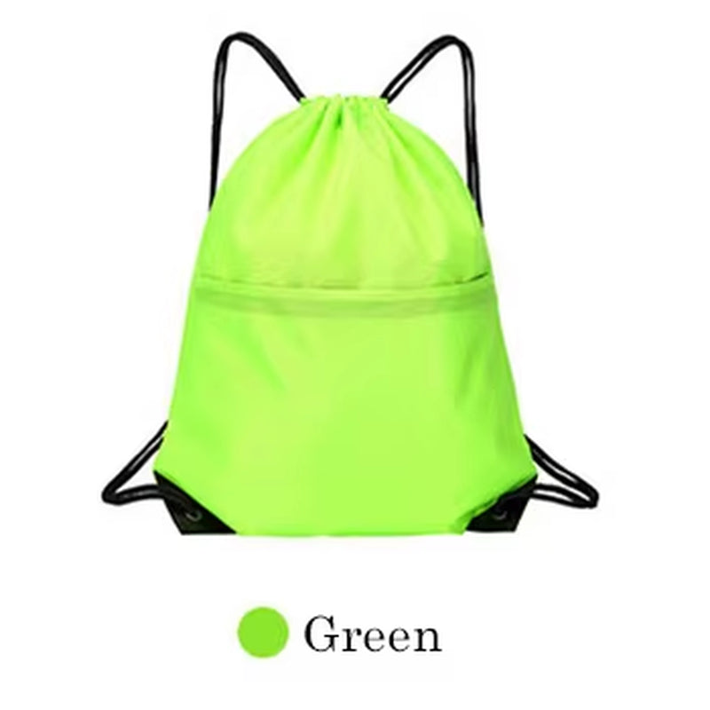 Waterproof Zipper Gym Sport Fitness Bag Foldable Backpack Drawstring Shop Pocket Hiking Camping Pouch Beach Swim Bag