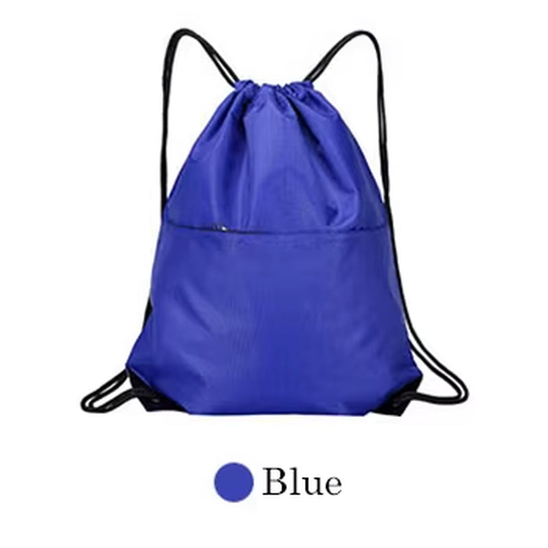 Waterproof Zipper Gym Sport Fitness Bag Foldable Backpack Drawstring Shop Pocket Hiking Camping Pouch Beach Swim Bag
