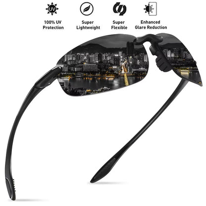 JULI Matrix Classic Sports Sunglasses for Men and Women Driving and Running Rimless Ultralight Frame Sun Glasses Men UV400