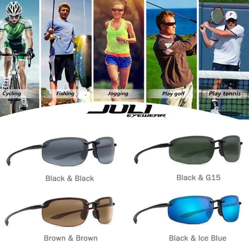 JULI Matrix Classic Sports Sunglasses for Men and Women Driving and Running Rimless Ultralight Frame Sun Glasses Men UV400