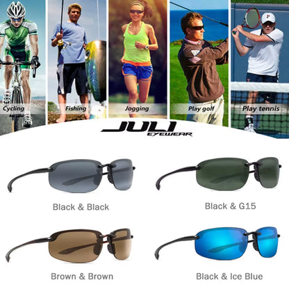 JULI Matrix Classic Sports Sunglasses for Men and Women Driving and Running Rimless Ultralight Frame Sun Glasses Men UV400