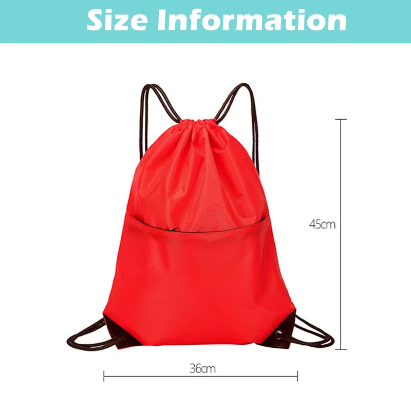 Waterproof Zipper Gym Sport Fitness Bag Foldable Backpack Drawstring Shop Pocket Hiking Camping Pouch Beach Swim Bag