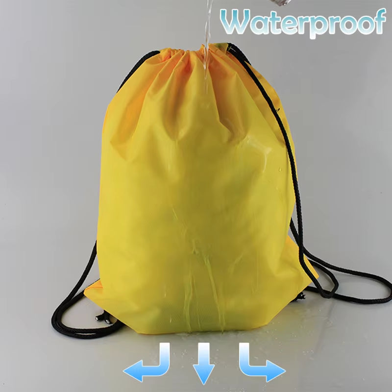 Waterproof Zipper Gym Sport Fitness Bag Foldable Backpack Drawstring Shop Pocket Hiking Camping Pouch Beach Swim Bag